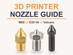 3D printer nozzle guide comparing MK8, E3D V6 and Volcano