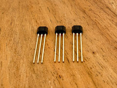 Three AH3503 linear Hall effect sensors marked 503 118 on a wooden workbench