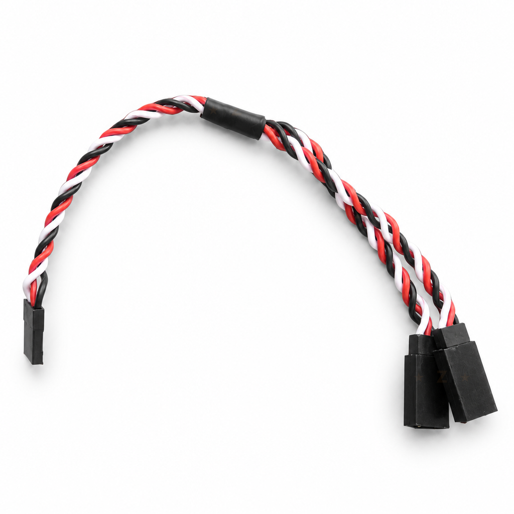 150 mm Futaba-style servo Y cable with one plug and two socket branches