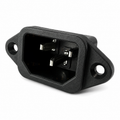 IEC C14 10A 250V panel mount power inlet, front three-quarter view