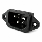 IEC C14 10A 250V panel mount power inlet, front three-quarter view