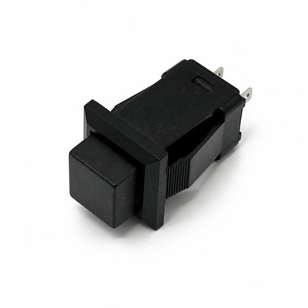 Black DS429 square push button, front three-quarter view