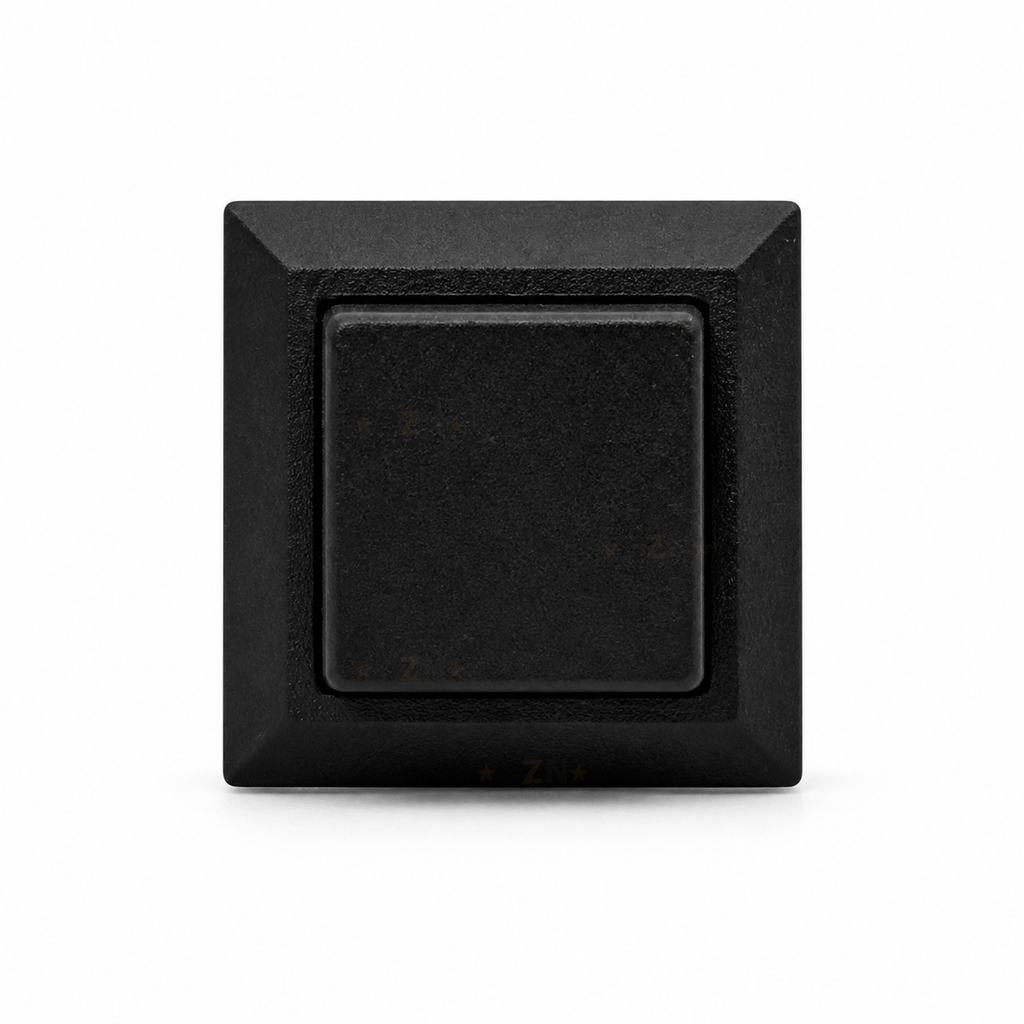 Black DS429 square push button, straight-on front view