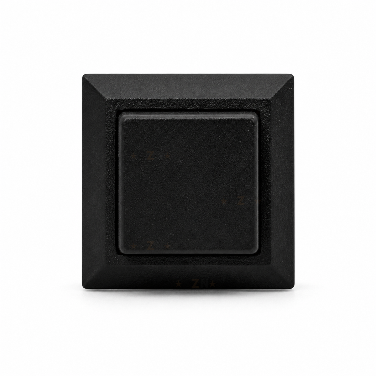 Black DS429 square push button, straight-on front view
