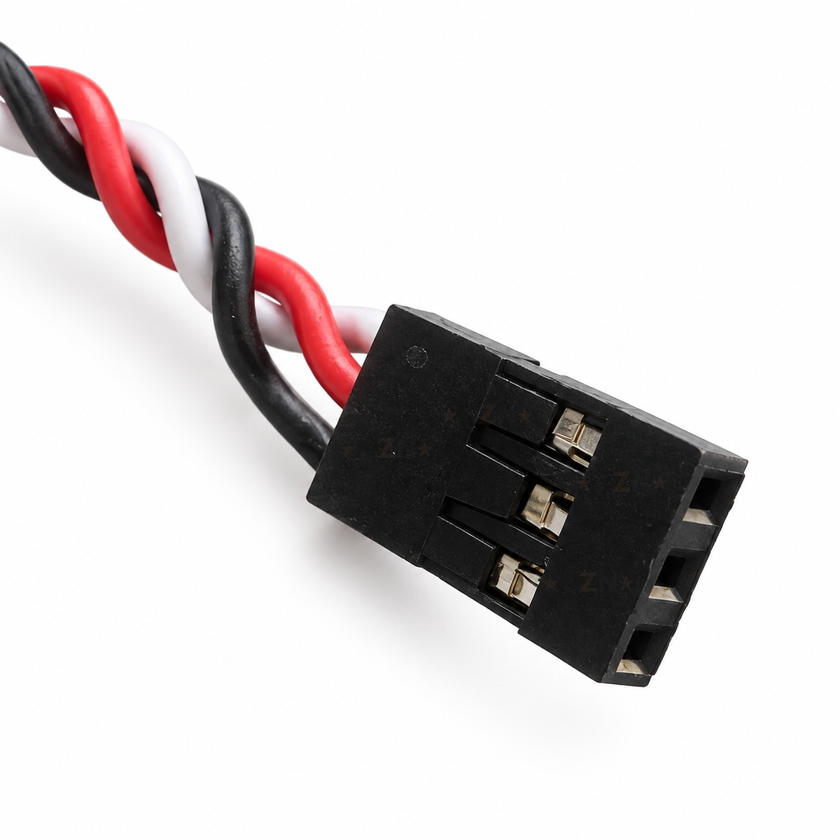 Close-up of the three-position Futaba-style plug on the servo Y cable