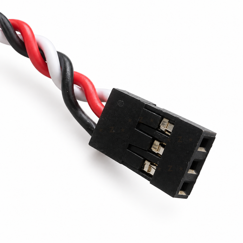 Close-up of the three-position Futaba-style plug on the servo Y cable