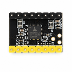 TMC2208 component-side top-down view showing the driver IC and soldered header pins
