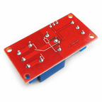 Underside of 1-Channel 3.3V Relay Module with High/Low Trigger, showing PCB solder joints and mounting holes