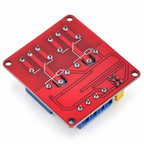 Underside of 2-Channel 5V Relay Module with High/Low Trigger, showing PCB solder joints and mounting holes