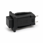 DS429 push button side view showing retaining arms and electrical ratings