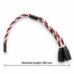 150 mm nominal length shown on the Futaba-style servo Y cable