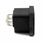 IEC C14 panel mount inlet side profile showing rear solder terminals