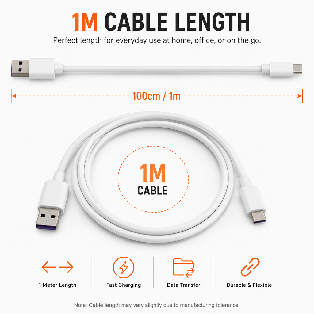 USB A - USB-C - Power/Data Cable 1m