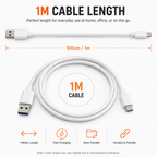 USB A - USB-C - Power/Data Cable 1m