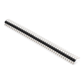 One 40-pin 2.54mm right-angle male header strip, every pin bent 90 degrees above the black plastic with a straight leg below