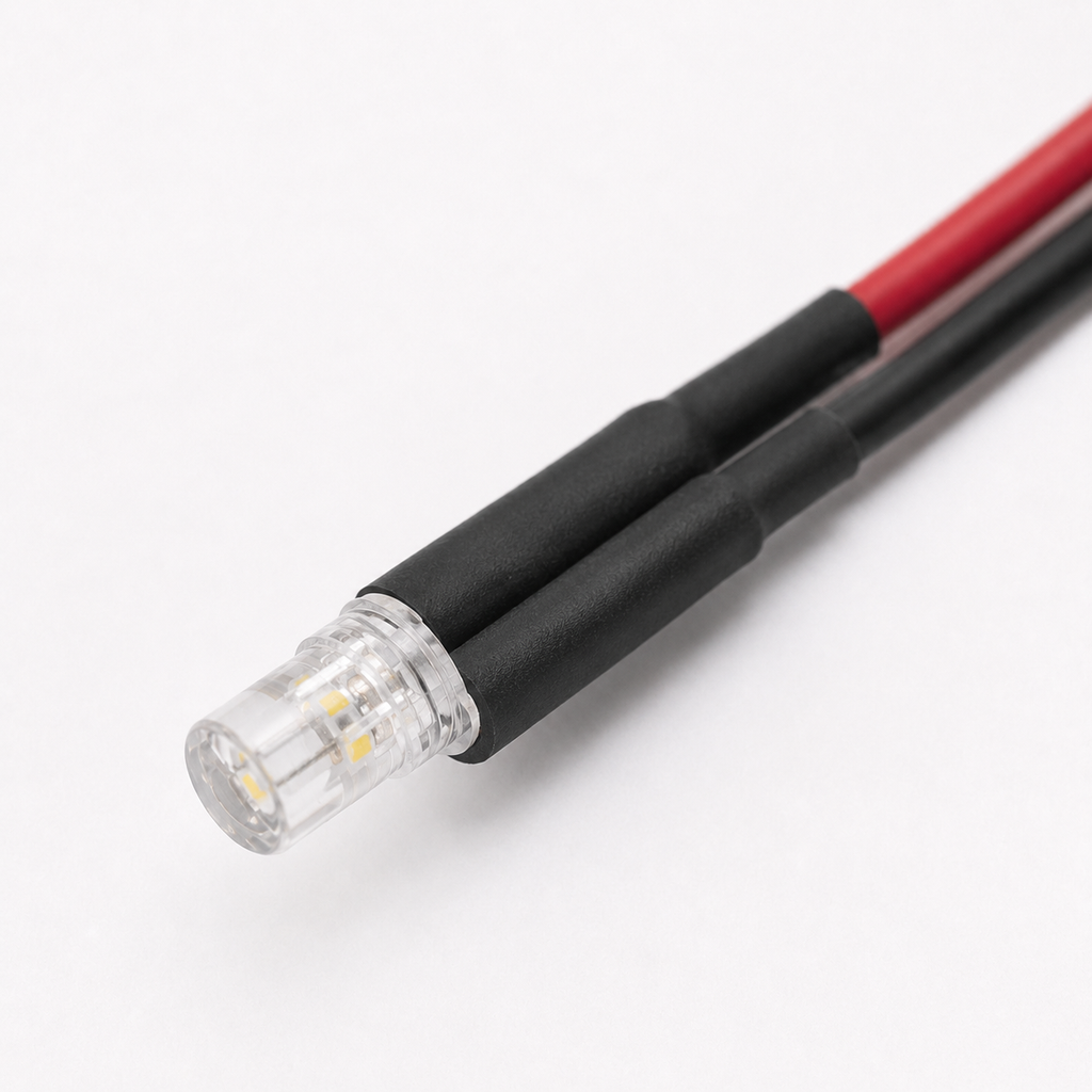 Pre-Wired Water Clear LED - 3mm Flat Top (3-24V DC)