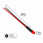 5mm Pre-wired Diffused LED — 20cm - 12V