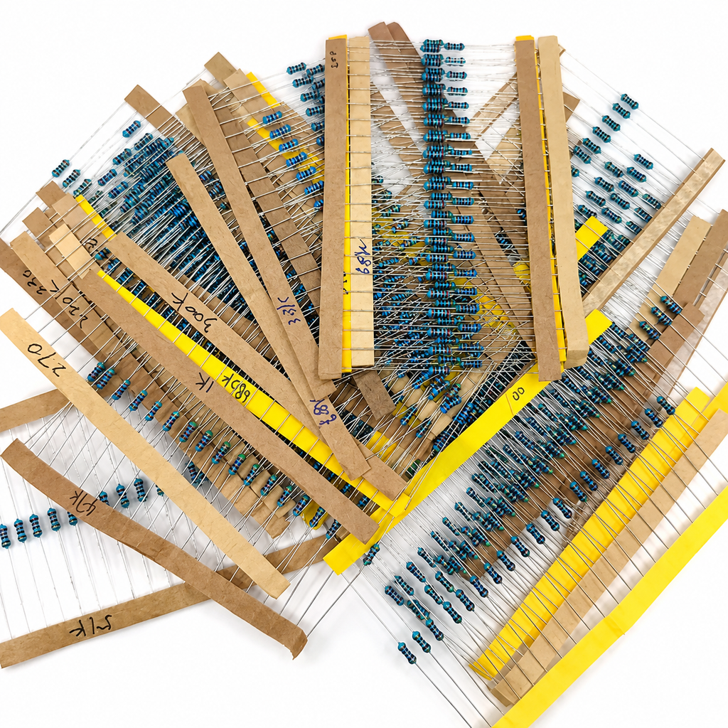 Loose metal film resistors from the 600-piece kit
