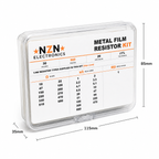Metal film resistor dimensions, 1/4W axial through-hole