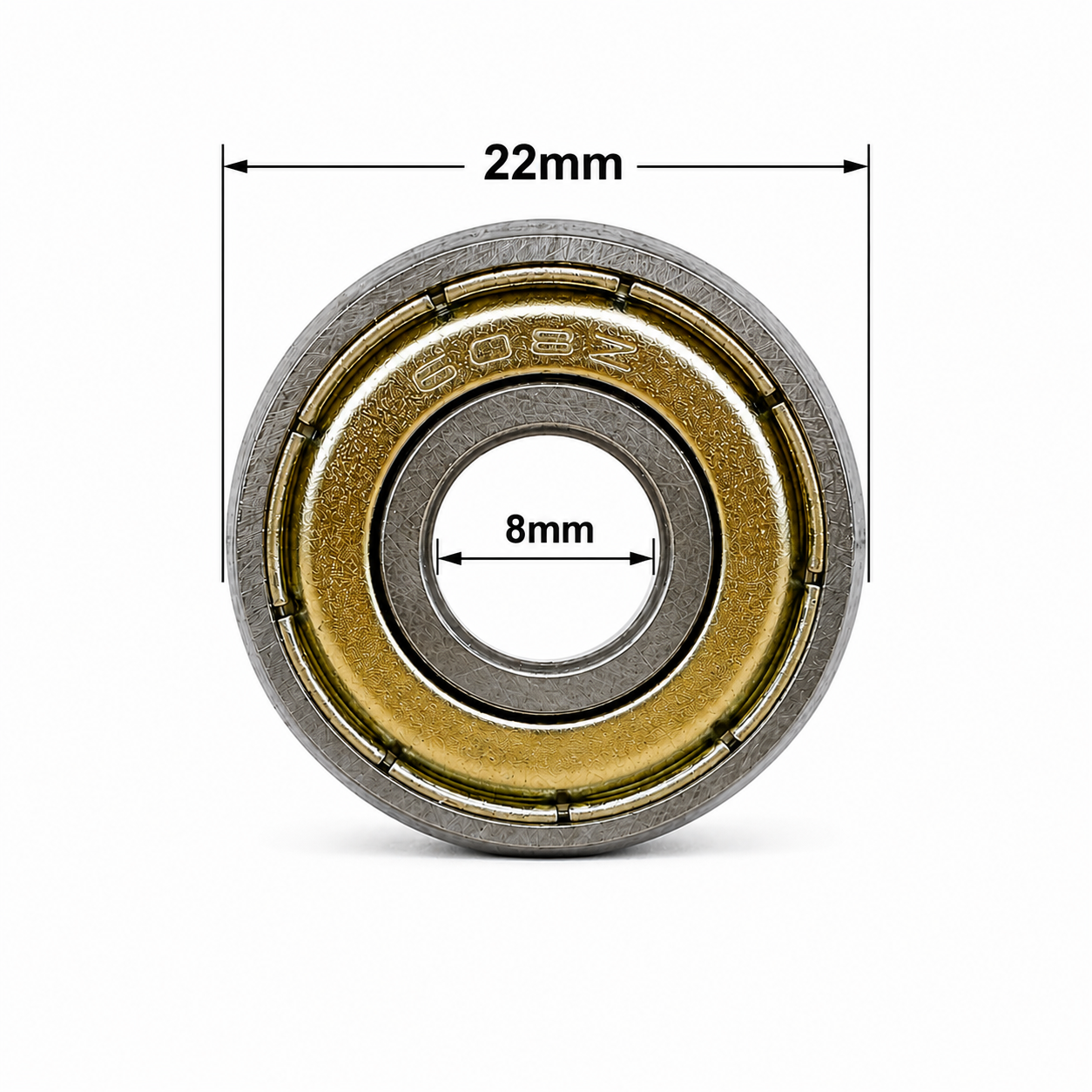608Z bearing dimensions: 22mm outer diameter and 8mm bore