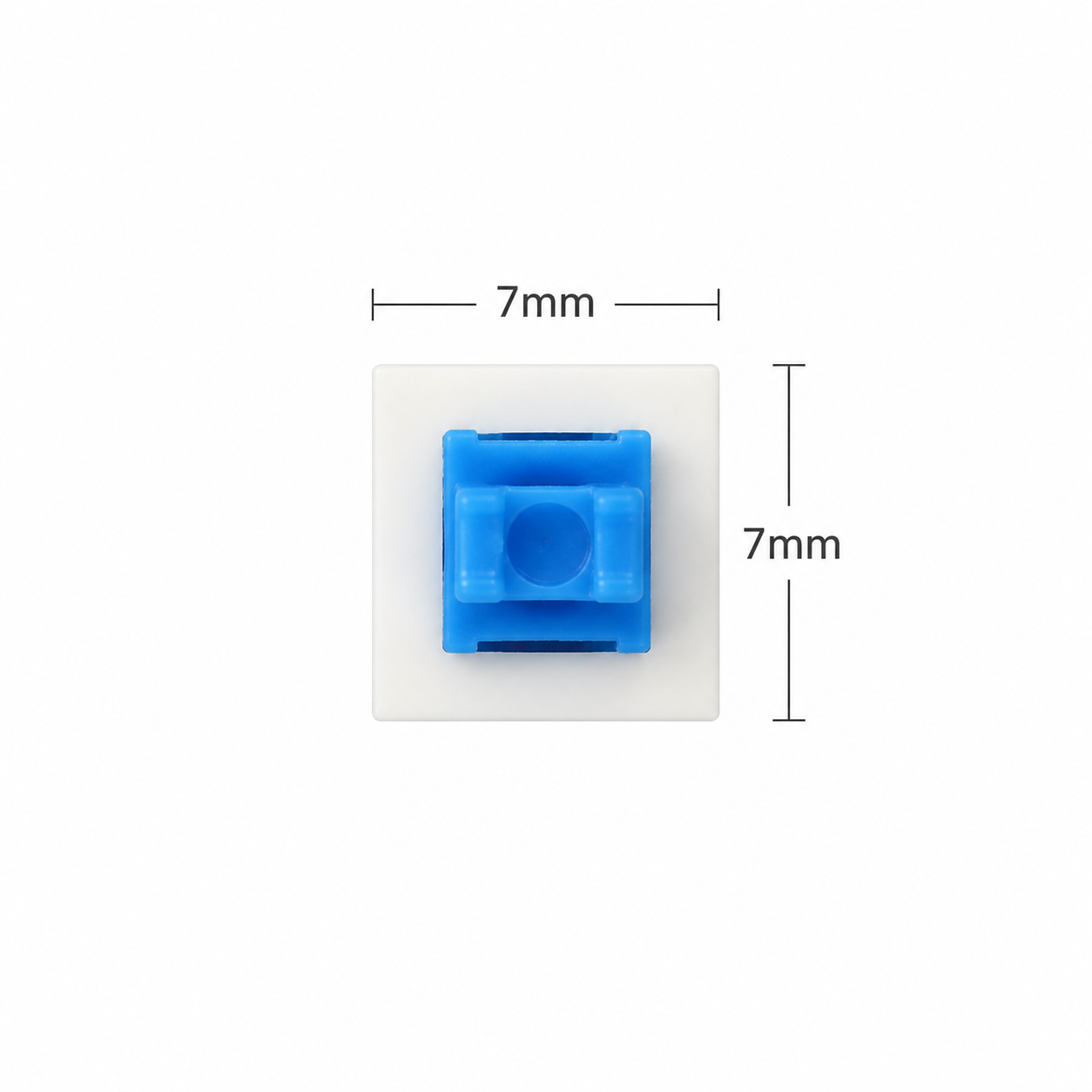 7x7mm push button switch dimensions diagram — 6-pin DPDT through-hole footprint