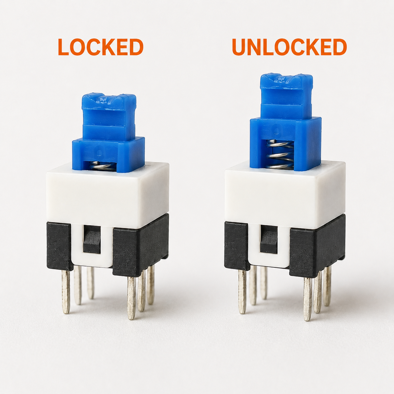 7x7mm push button switch — self-locking (latching) vs momentary action explained
