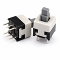 8.5x8.5mm 6-pin DPDT self-locking push button switch with grey cap