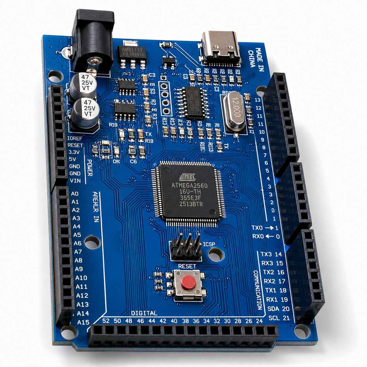 MEGA2560 R3 CH340 – ATmega2560 Development Board, USB-C, Compatible with Arduino