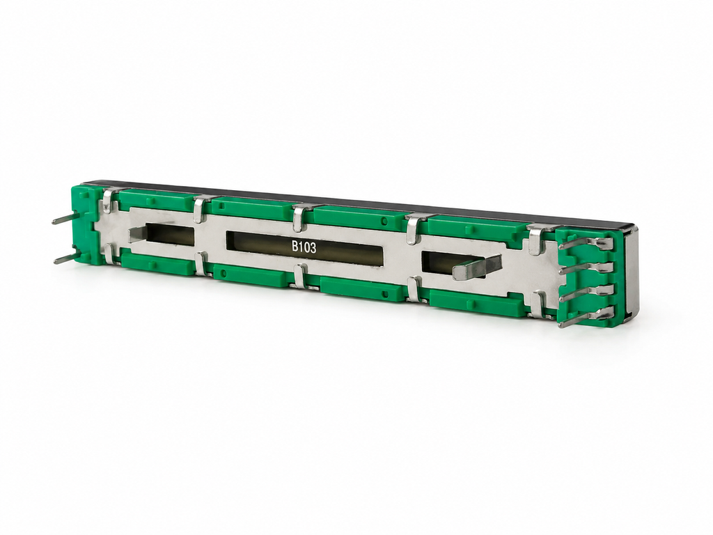 B103 slide fader underside showing 6 solder terminals