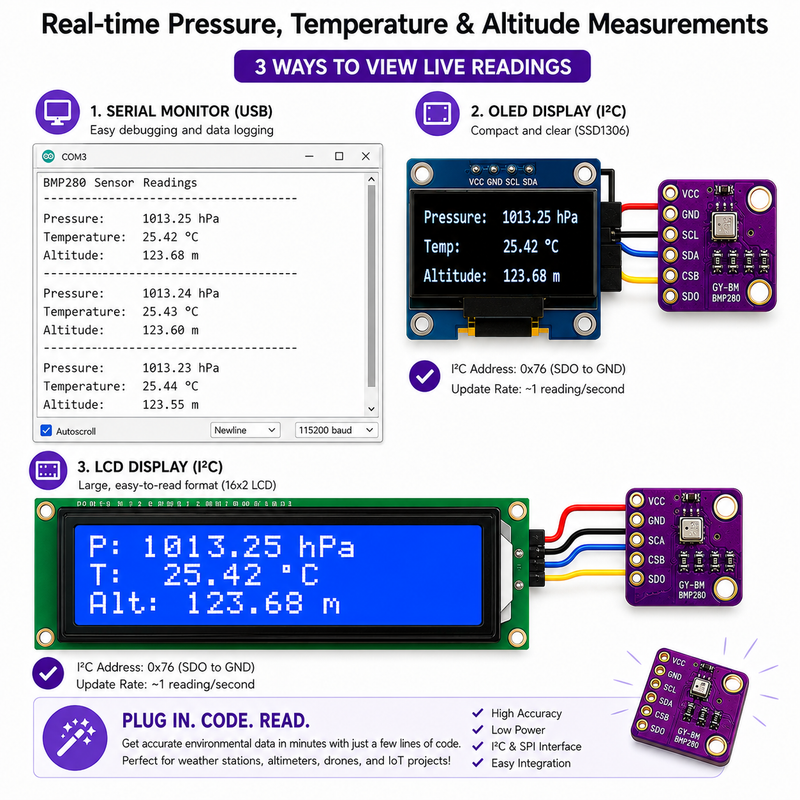 BMP280 Barometric Pressure Temperature Sensor Module 3.3V