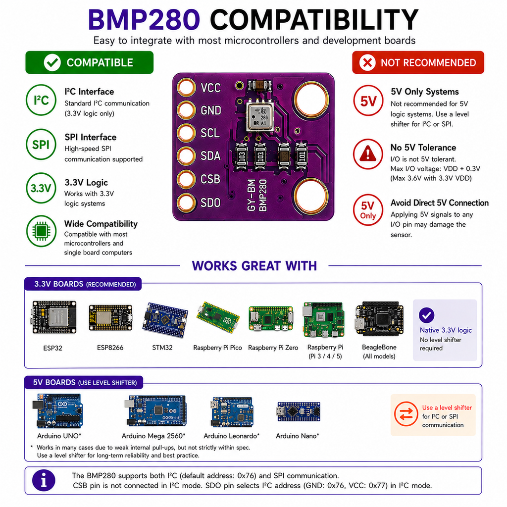 BMP280 Barometric Pressure Temperature Sensor Module 3.3V