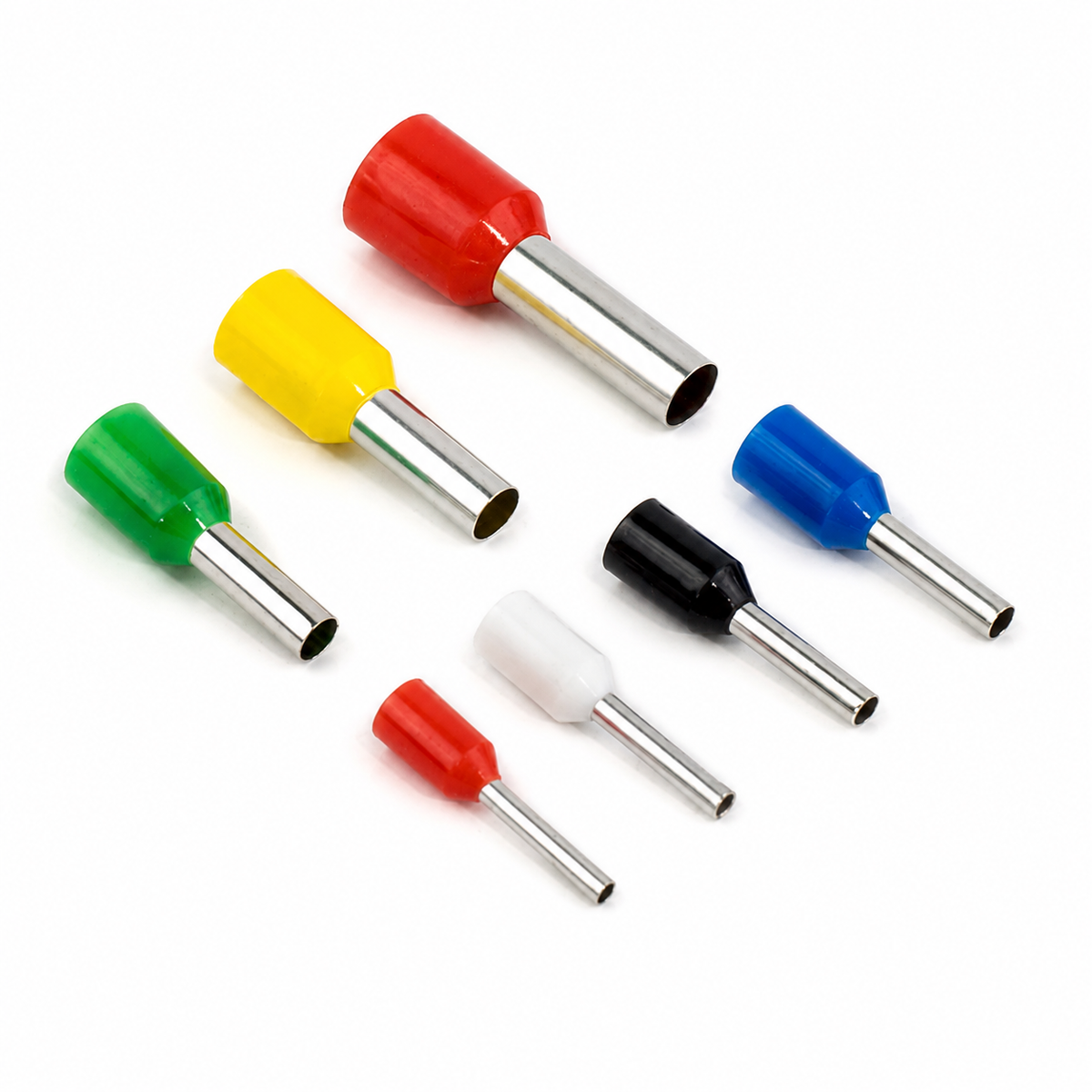 Insulated bootlace ferrules colour range – 0.5–6mm² / 10–22 AWG (red, yellow, green, blue, black, white)