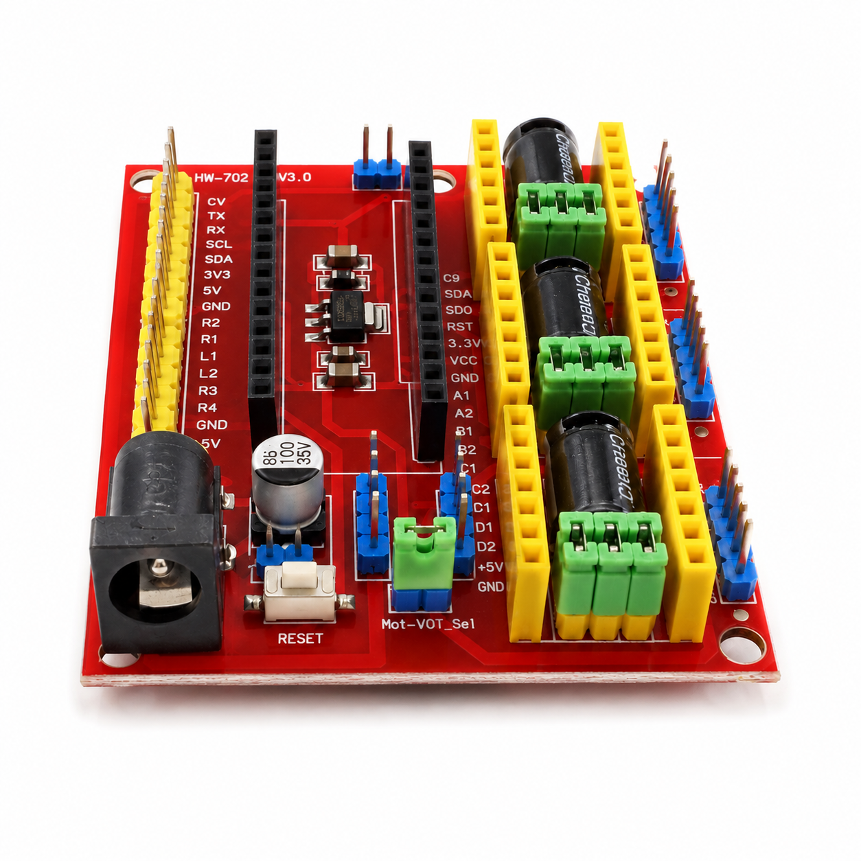 TZT CNC Shield V4 barrel jack power input close up
