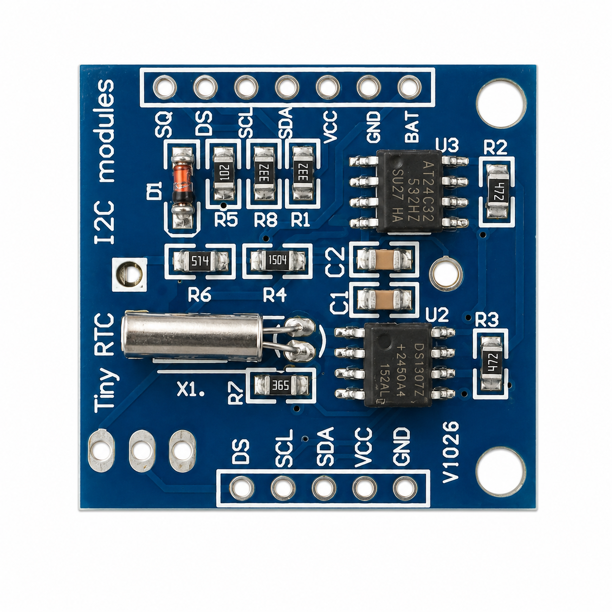 DS1307 Tiny RTC I2C Real-Time Clock Module – AT24C32 EEPROM (Arduino)