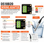 DS18B20 Temperature Sensor Adapter Module – Screw Terminal 1-Wire Breakout with Pull-Up (Arduino)