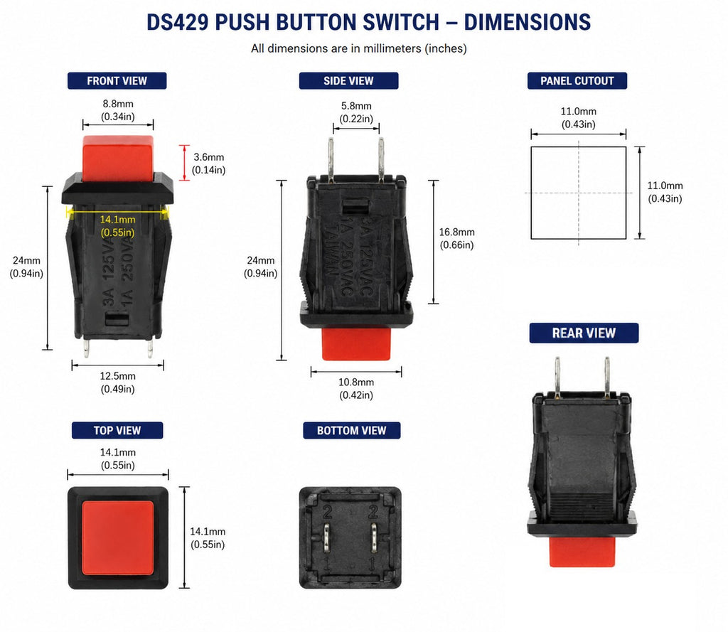 DS429 Square Push Button