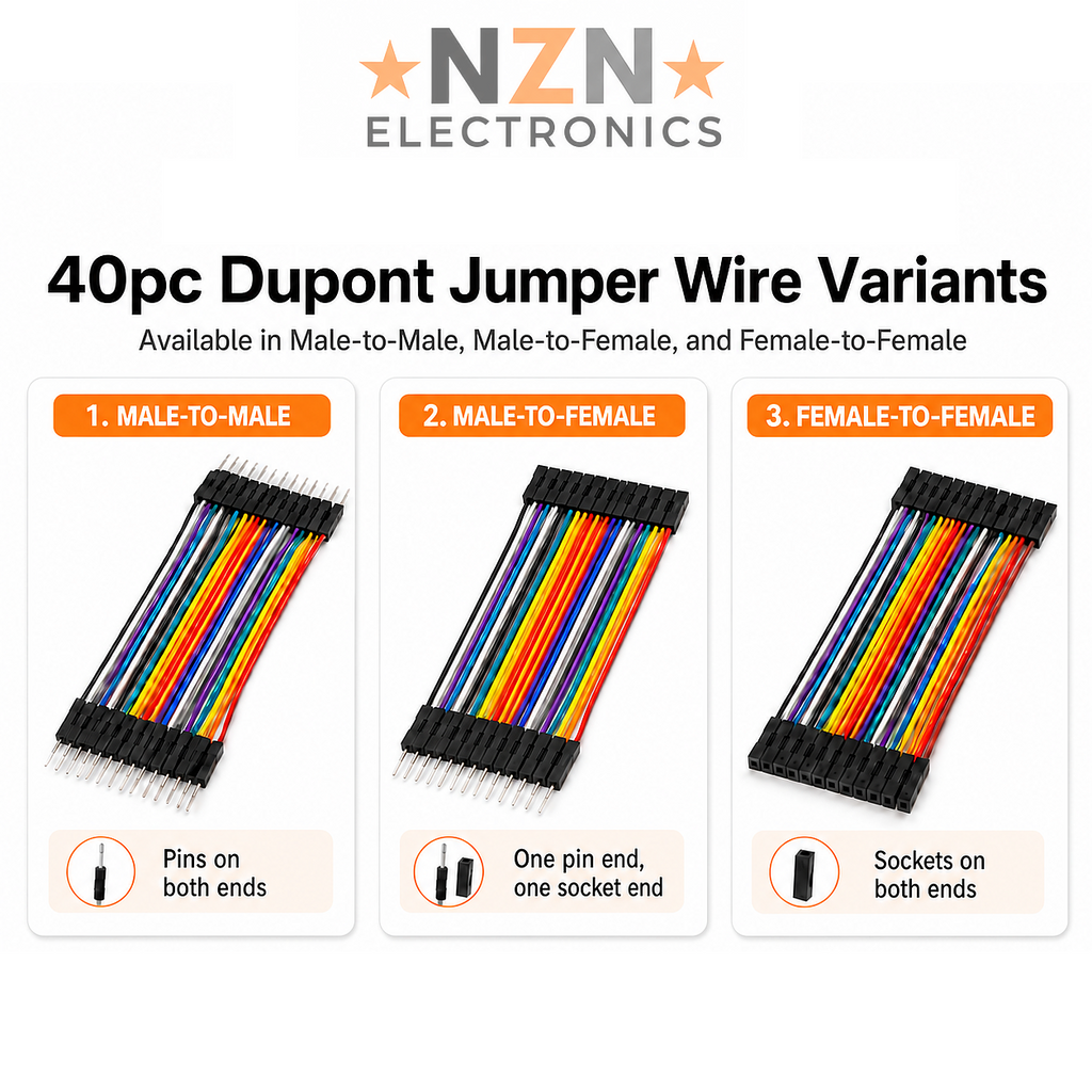 40pc Dupont Jumper Wires (20cm)