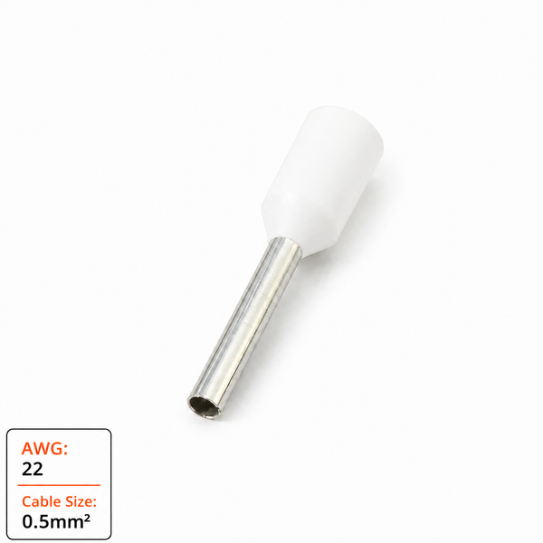 Insulated bootlace ferrule 0.5mm² 22 AWG white collar (E0508) clearance