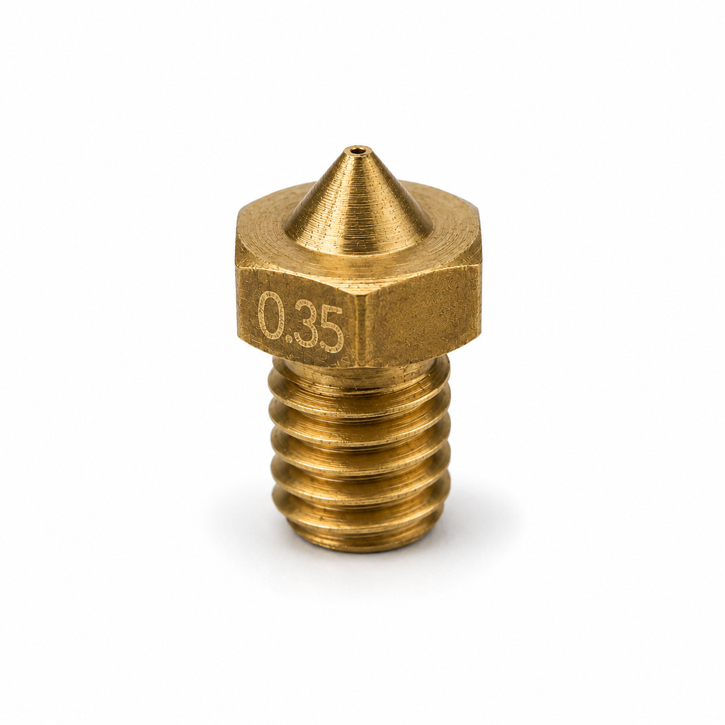 E3D V6 compatible brass 3D printer nozzle with 0.35mm tip and M6 thread