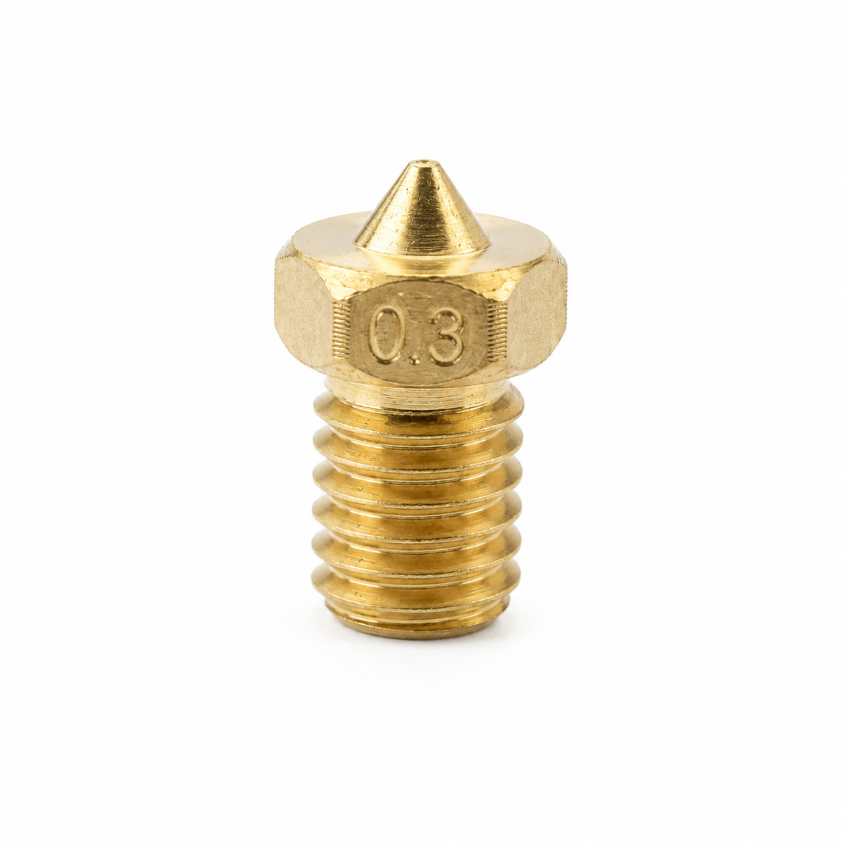 E3D V6 compatible brass 3D printer nozzle with 0.3mm tip and M6 thread