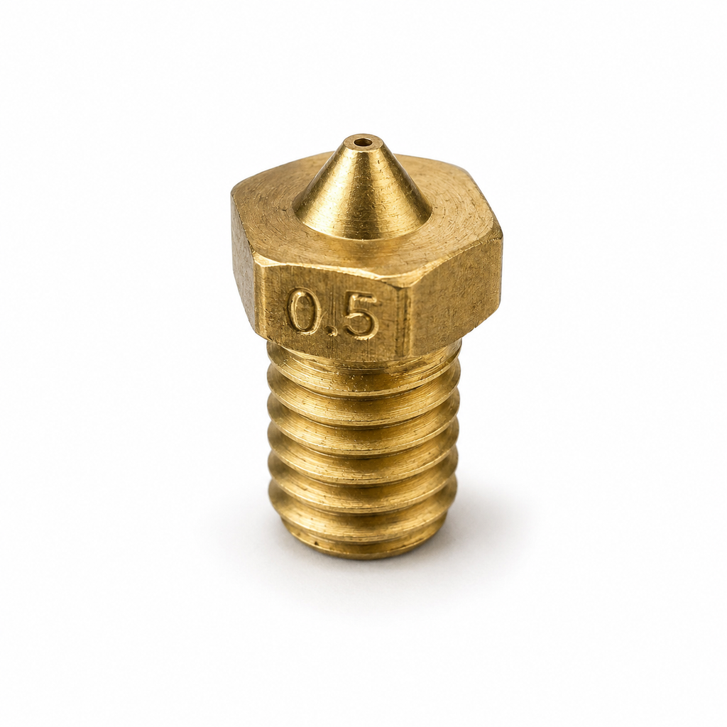 E3D V6 compatible brass 3D printer nozzle with 0.5mm tip and M6 thread