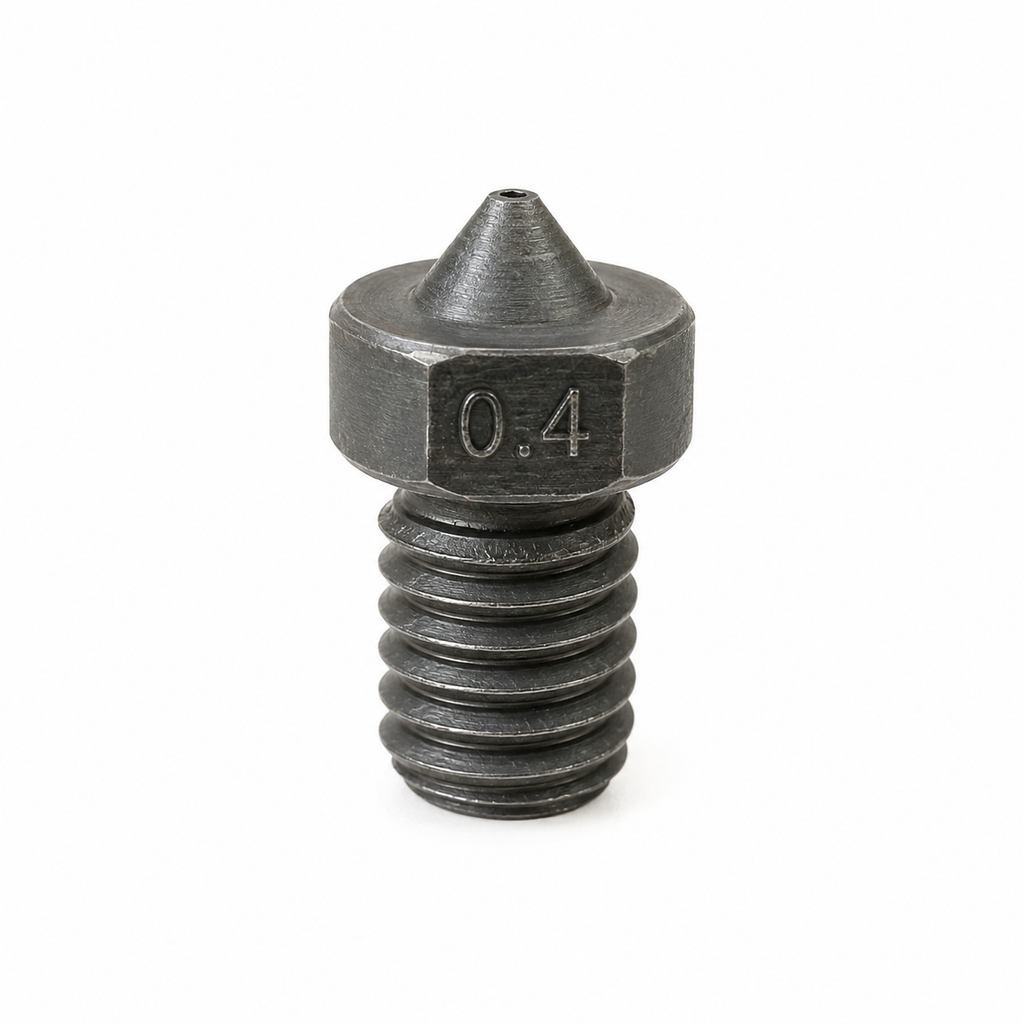 E3D V6 compatible hardened steel 3D printer nozzle with 0.4mm tip and M6 thread