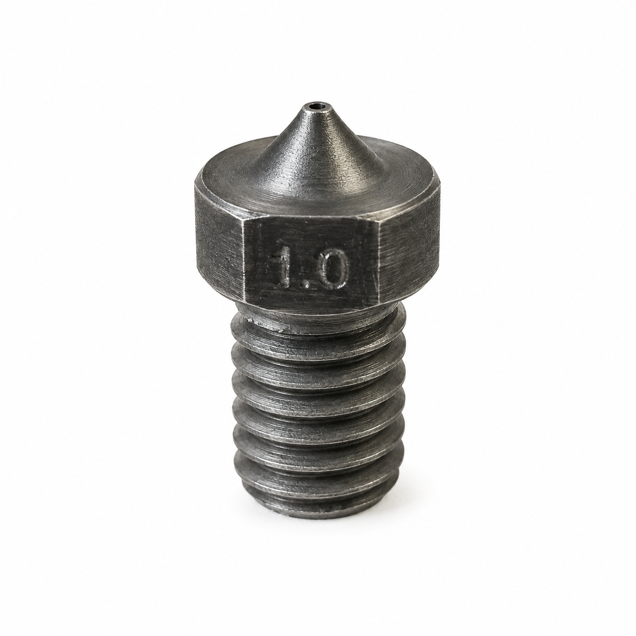 E3D V6 compatible hardened steel 3D printer nozzle with 1.0mm tip and M6 thread