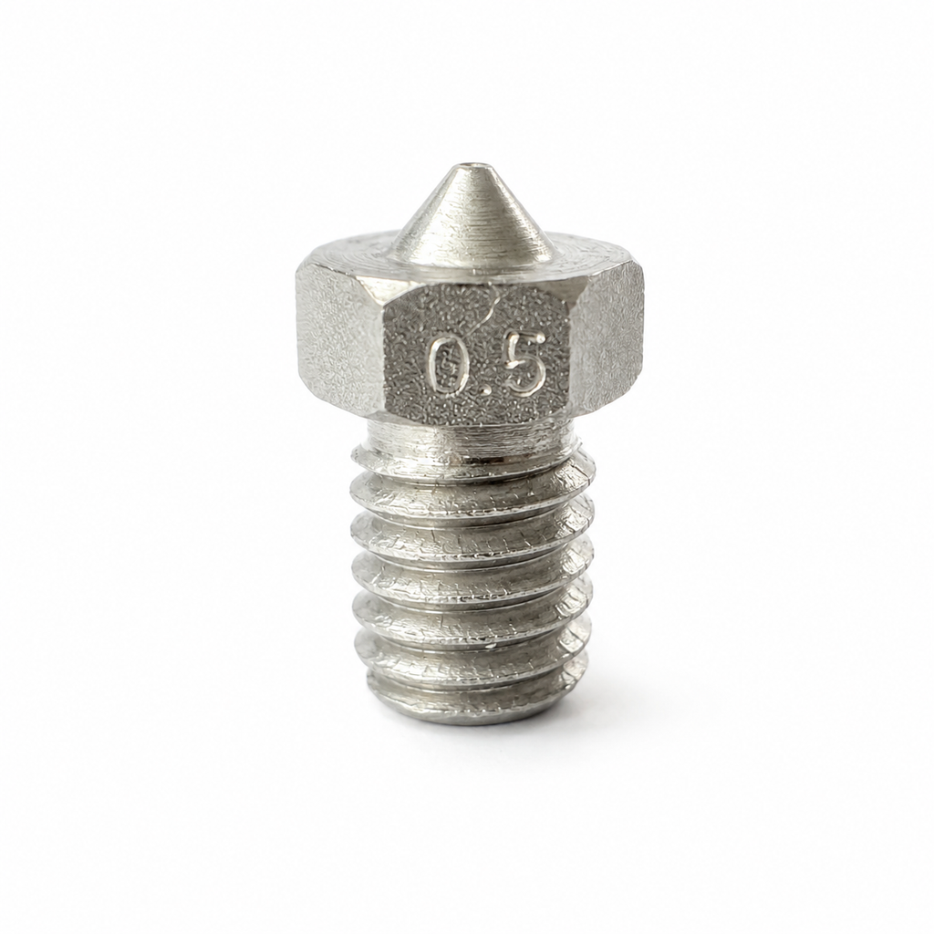 E3D V6 compatible stainless steel 3D printer nozzle with 0.5mm tip and M6 thread