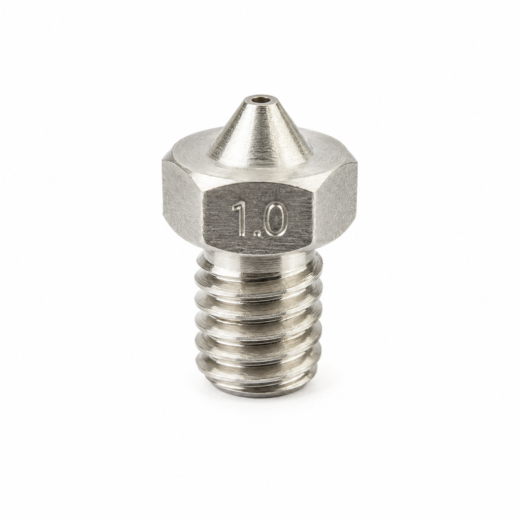 E3D V6 compatible stainless steel 3D printer nozzle with 1.0mm tip and M6 thread