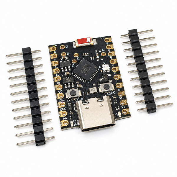 ESP32-C6 SuperMini development board with two loose 2.54mm male header strips