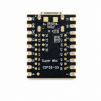 Underside of the ESP32-S3 SuperMini showing the 20 numbered GPIO solder pads and the B+ and B- battery pads