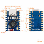 ESP32-S3 Zero dimensions drawing, 18.0 by 23.5 mm with 2.54 mm pin pitch