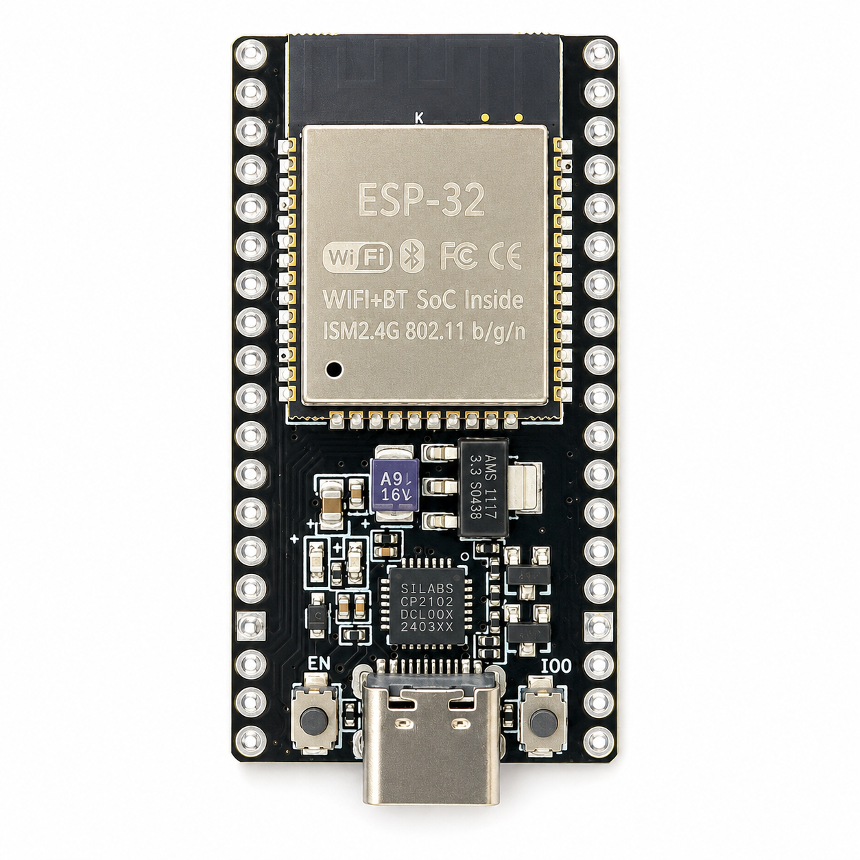 ESP32 WROOM-32 Development Board – 38-Pin NodeMCU, CP2102 USB, WiFi + Bluetooth