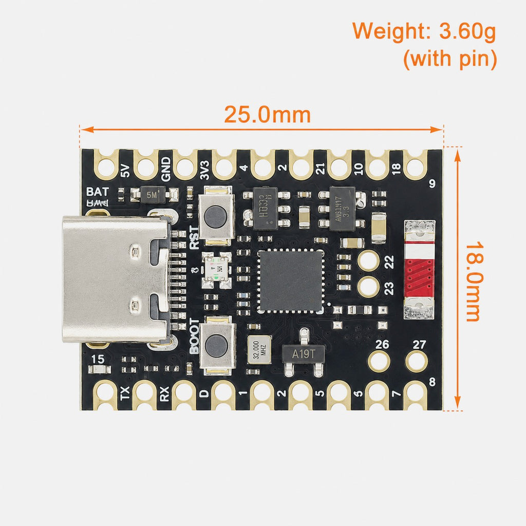 ESP32-H2 SuperMini Dev Board - Zigbee, Thread & Matter, BLE 5.3, LiPo Charger